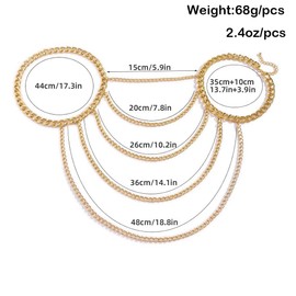 Prosy Chest Chain Simple Chest Chain Bra Bikini Chain Body Chain Summer Beach Night Club Jewelry Adjustable for Women and Girls (Gold)