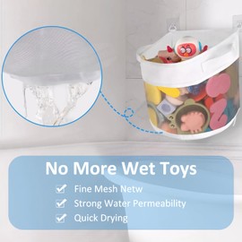 Bathroom Toy Storage,Large Opening Bath Toy Net,Quick Drying Bathtub Lagerung Basket,with 4 Pieces of 4 cm Mushroom Heads with Iron Hooks,Suitable for Bathrooms and Living Rooms