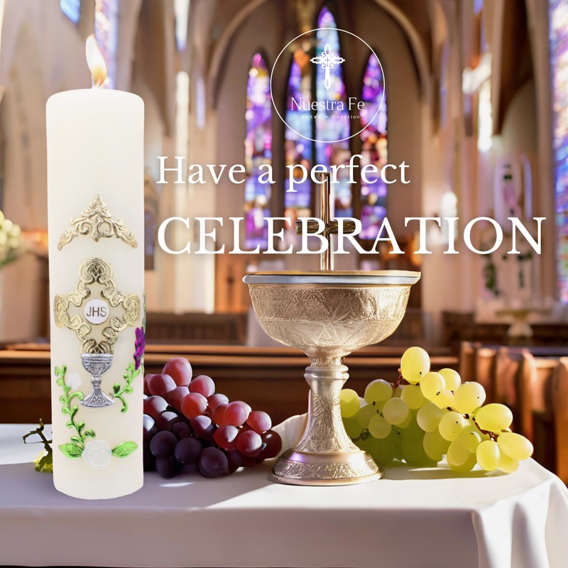Authenthic First Communion Candle Made by Mexican Artisans at La