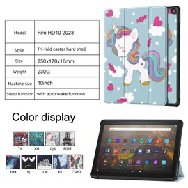 Jarttarn Compatible with New Kindle Fire HD 10 Tablet 2023 Case 10 inch PU Leather Flip Fold Smart Shell for Fire HD10 Tablet Case (HD)