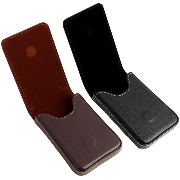 2 Pieces Business Card Case, Flip Style PU Leather Business