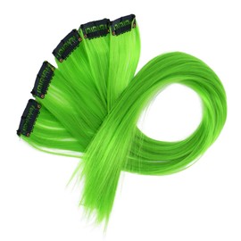 CAISHA 22'' 5 Pieces Colorful Highlights Clip In Extensions Hair Extension Straight Long Hairpiece Light Green BST119