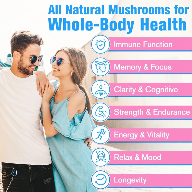 Dmeisy 20 in 1 Organic Mushroom Supplement 120 Count Immune