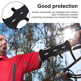 SHENGYIG Pack of 2 Archery, Leather Universal Archery Forearm Guard, with Finger Guard, Adjustable Leather Forearm Guard, Black, for Competition and Entertainment