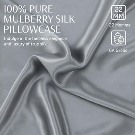 100% Mulberry Silk Pillowcase - Queen - Silver Grey
