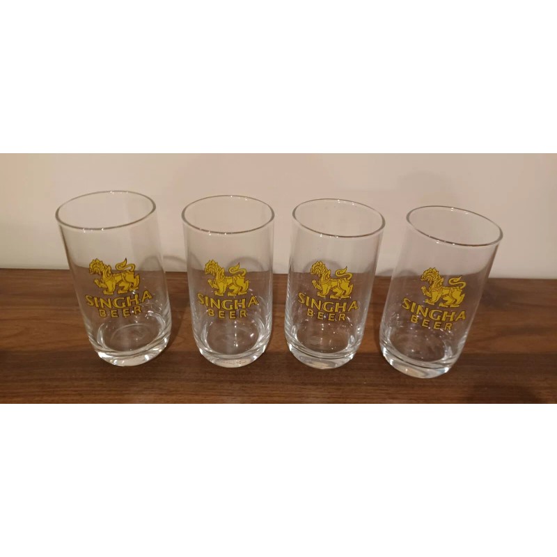 Singha Set of 4 Singha Beer Glasses Thailand 0.3 L