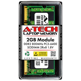 A-Tech 2GB RAM Replacement for Synology DDR2-800 2GB | DDR2 800MHz PC2-6400 SODIMM 2Rx8 1.8V 200-Pin Non-ECC SO-DIMM Memory Upgrade for NAS DiskStation & RackStation