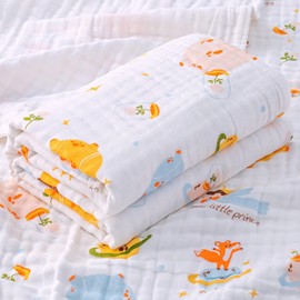 Hivia Muslin Baby Blanket, 6-Layer Cuddly Blanket, Baby Cotton Muslin Blanket, Children's Swaddle Blanket, Soft Bath Towel, Children's Blanket for Newborns, Girls, Boys, 110 x 110 cm (Planet Prince)