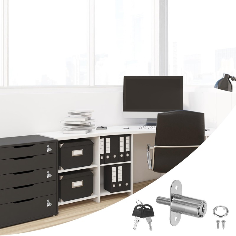sourcing map Push Plunger Lock with Keys & Screws &