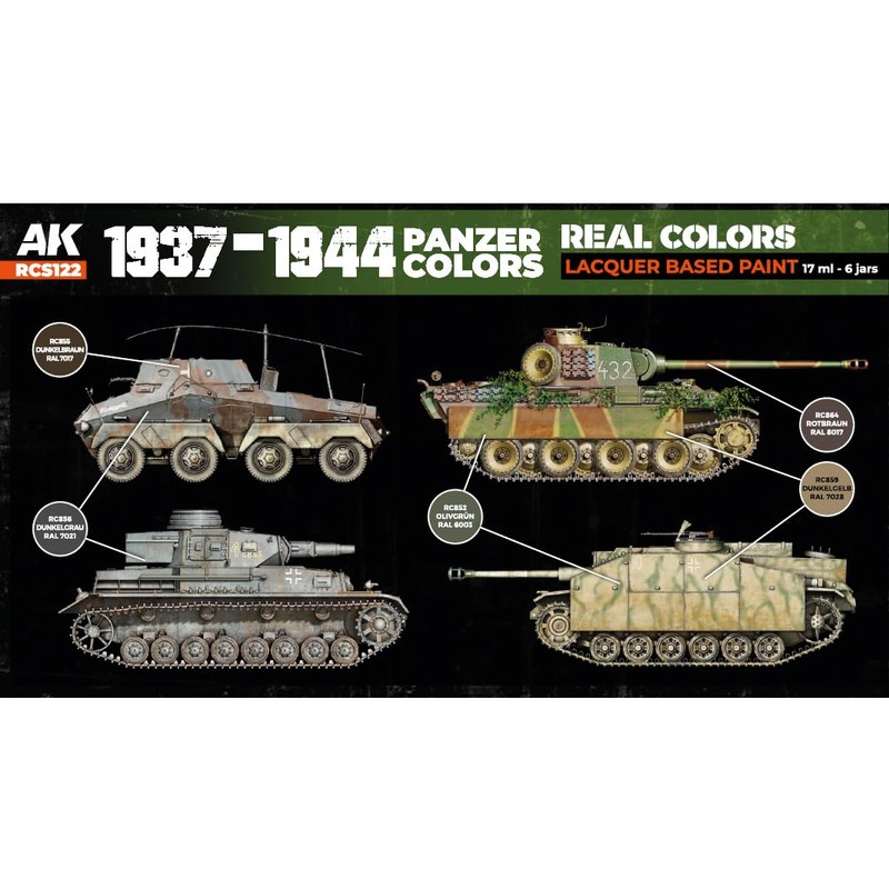 AK Real Colors Set RCS122 1937-1944 Panzer Colors (6x17ml)