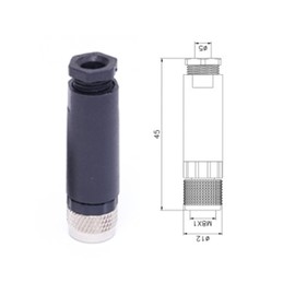 Pack of 5 M8 3-Pin Female Circular Connectors, On-site Mounted with 8 mm Wired Sensor Industrial Round Connector IP67 Unshielded A Code Straight 60 V 4 A