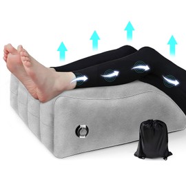 Portable Inflatable Wedge Leg Pillow - Foldable 45 Degree Wedge Leg Bolster Pillow Use in Bed, Adjustable Incline for Sleeping, Travel, Back Support, Reduce Swelling, Improve Circulation (Grey)