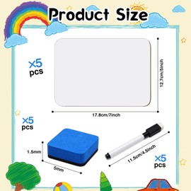 5 Pcs Small White Board 5 x 7 Inch Mini Dry Erase Board Small White Boards with Markers Erasers Double Sided Dry Erase Whiteboards for Students Classroom Meeting Voting Games Part(5)