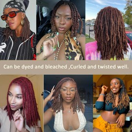 Handmade Human Hair Dreadlocks, 0.6cm/20strands Dreadlock Extension 100% Full Handmade Permanent Dreadlock Extension for Women/Men/Kids Can Be Dyed Bleached 14 inches Color 4#