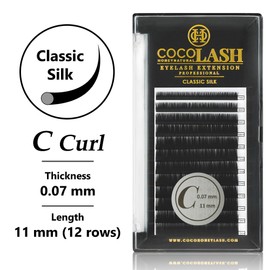 COCO Honey Lash Eyelash Extensions, Classic C Curl [0.07mm], Faux Mink Individual Lash Extensions (Length: 11mm)