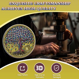 10 Year Sobriety Coin Colorful Tree of Life Ten Year Sobriety Chip Serenity Prayer AA Chips and Medallion Sun Chips Recovery Anniversary Token Sobriety Gifts for Men Women Alcoholics Anonymous Gift