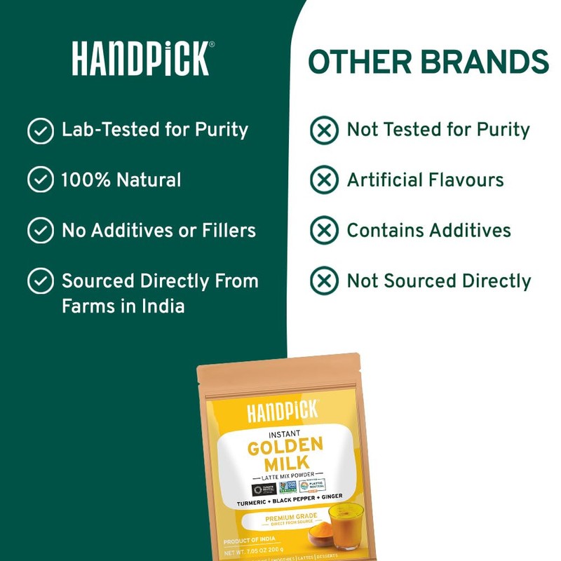 HANDPICK Golden Milk Powder with Turmeric - (7oz, 80 servings)