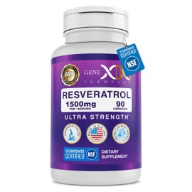 Genex Formulas Genex Formulas Resveratrol Supplement Japanese Knotweed 1500mg, Organic Trans-Resveratrol Capsules with BioPerine for Absorption, Gluten-Free, Vegan Supplement for Healthy Aging 90 Capsules