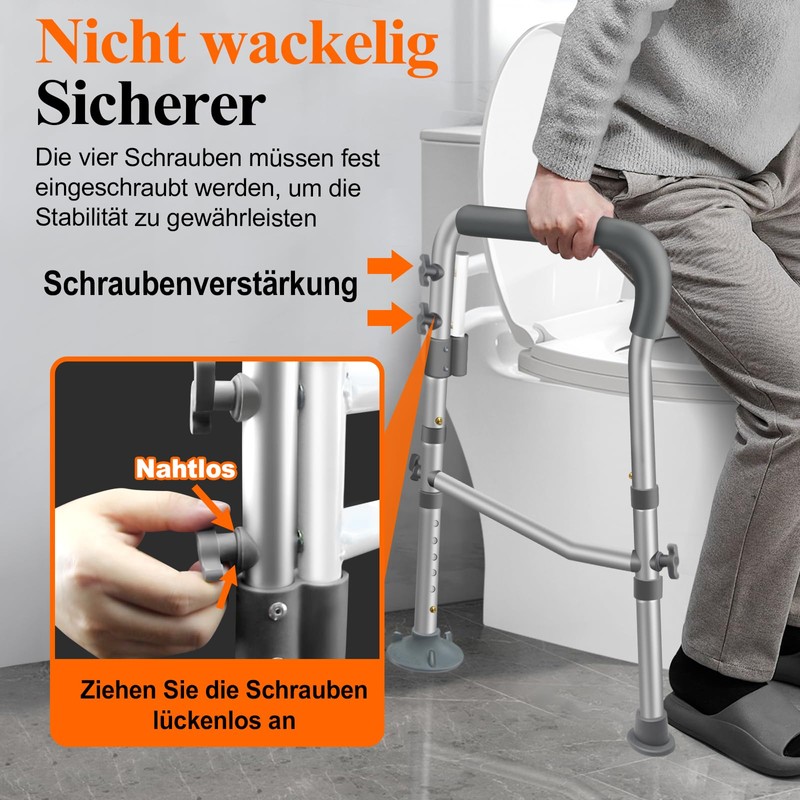 DePango Toilet Safety Rails, Adjustable Handicap Toilet Seat with Handles