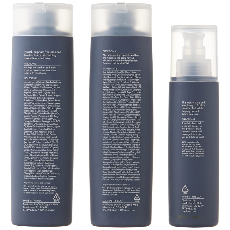 Organic Male OM4 Hair Care Trio & Travel Bag -