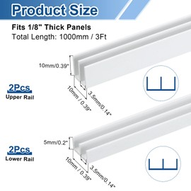 uxcell 2Set White Plastic Sliding Door Track, Sliding Glass Window Track for 1/8" Thick Panels, for Closet Glass Cabinets Door Track (3Ft Long)