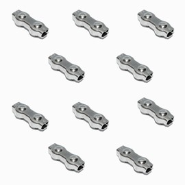 PRIOstahl Duplexkemmen Seilklemmen Drahtseilklemme Drahtseil Duplex Klemmen - 4 mm x 10 Stück mit zwei Sicherungsmuttern Seilwerk Stahlseil Seilendverbindung Seilspanner Verbinder aus Edelstahl V4A