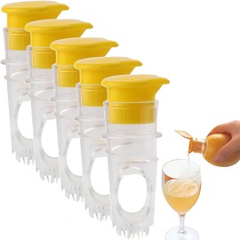 Pack of 5 Manual Lemon Squeezer, Portable Manual Lime Squeezer, Handheld Citrus Juicer and Lemon Pourer, Citrus Juicer with Lid, for Home Use, Camping and Picnic