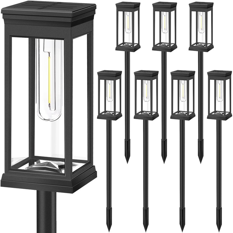 BesLowe 【Upgraded】 Solar Pathway Lights Outdoor, 8-Pack Large LED Solar