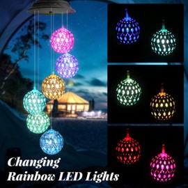 Birthday Gifts for Women Mom Grandma, Gardening Gifts for Women, Ball Solar Wind Chimes for Outside, Wind Chimes Outdoor Waterproof, Solar Lights Outdoor Decorative for Garden Patio Yard