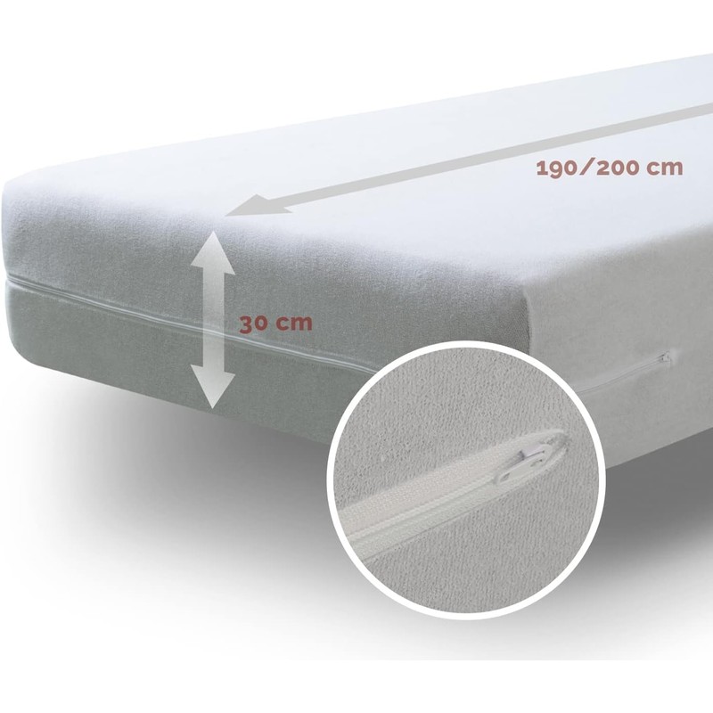 Cotton Mattress Cover Full Encasement with Zipper Terry Top -