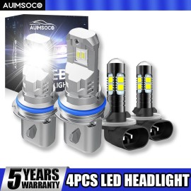 AUIMSOCO For Dodge Dakota 2001 2002 2003 2004 4x 6000K LED Headlight+Fog Light Bulbs Kit