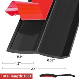 Garage Door Seal Top and Sides 36FT Universal PVC Weather Stripping Garage Soft and Hard Composite Door Trim Seal Weatherproofing Garage Door Seals with Nails(Black)