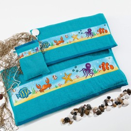 Erwin Müller Children's Terry Towel Set 3-Piece Terry Towel Capri Blue