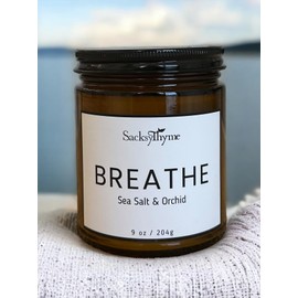 Scented Candle, Sea Salt & Orchid Scent, Soy Wax Candle for Home | 9oz Amber Glass Candle Jar, 40+ Hour Burn Time, Gift for Mom, Happy Mother's Day, Made in The USA