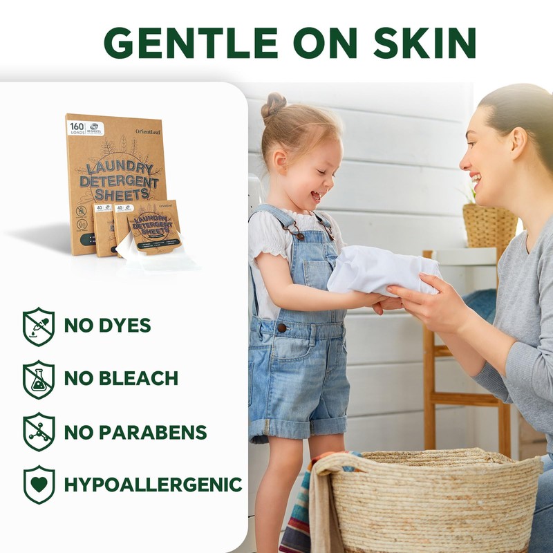 OrientLeaf Laundry Detergent Sheets Fresh Scent, Eco-Friendly, Powerful Cleaning, Up