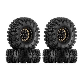 INJORA 1.3 Beadlock Tyre Set S5 Swamp Claw Terrain Rims Tyres 70 x 27 mm for TRX4M SCX24 1/18 1/24 RC Crawler Car, Black Gold