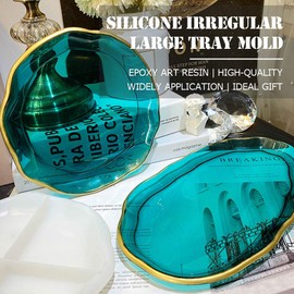 Silicone Large Tray Mold Irregular Oval Coasters Epoxy Resin Casting Mould Kit Art Supplies for Resin Home Office Decor Ideal Gift (Oval)