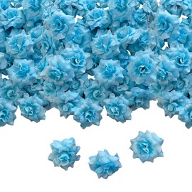 120 pcs Artificial Silk Roses Head Fake Rose Flower Head DIY Roses Heads for Valentine's Day Wedding Centerpieces Mother's Day Flower Wall DIY Crafts Bouquet Home Floral Decoration - Light Blue