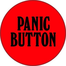 Panic Button - Black On Red - 2.25" Round Magnet