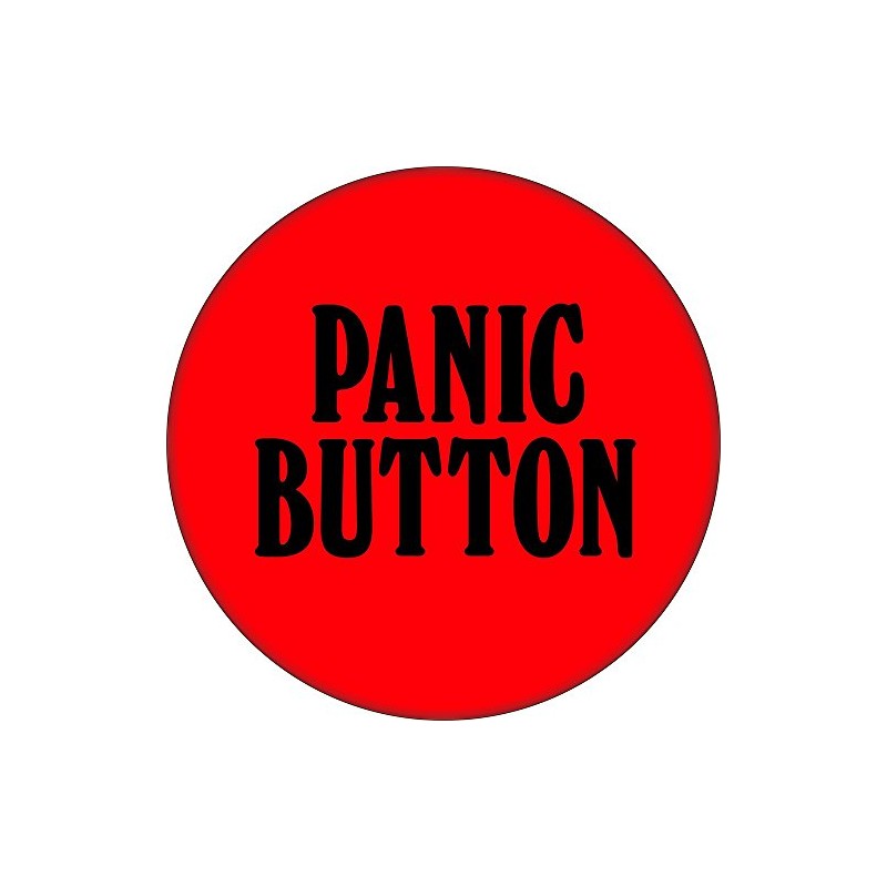 Panic Button - Black On Red - 2.25" Round Magnet