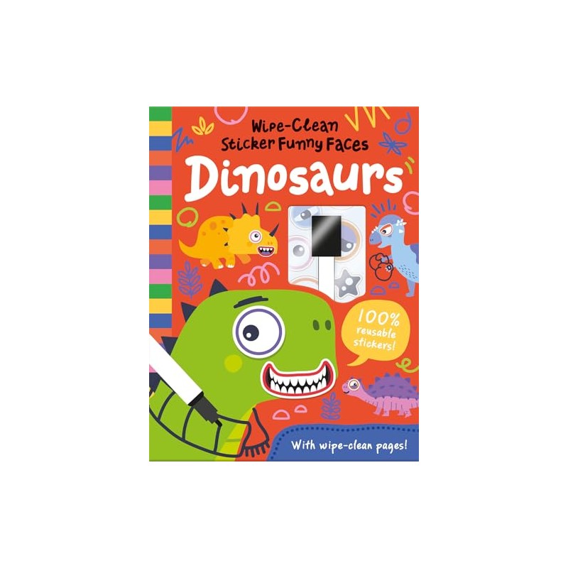 Wipe-Clean Sticker Funny Faces Dinosaurs