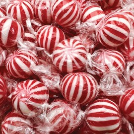 Jumbo Mint Balls - 2 Pound Bulk Pack - Peppermint Christmas Candy Individually Wrapped - Classic Peppermint Hard Candy for Jars, Office Bowls, and Party Favors