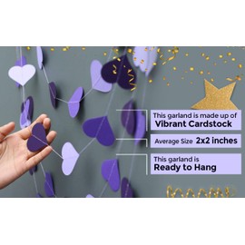 Boston Creative company LLC Wedding Heart Garland Paper Garland (Purple)