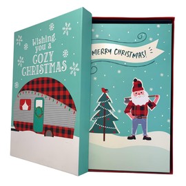 The Seasonal Shop Christmas Nesting Gift Boxes with Lids for Presents or Decorations Around Your Home or Office. Set of 5 Stackable Nested Gift Wrap Boxes from (Cozy Christmas)