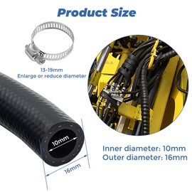 Diameter 10 mm Petrol Hose Kit, 1 Metre Fuel Hose, Oil Hose, Diesel Hose with 2 Pieces Hose Clamps for Car, Motorcycle, Scooter, Tractor, Small Engines
