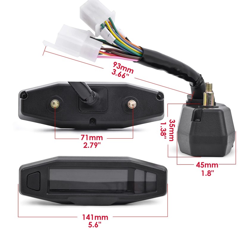 WHALETAIL Universal Motorcycle Speedometer 6 Gear 12000 RPM Km/h MPH