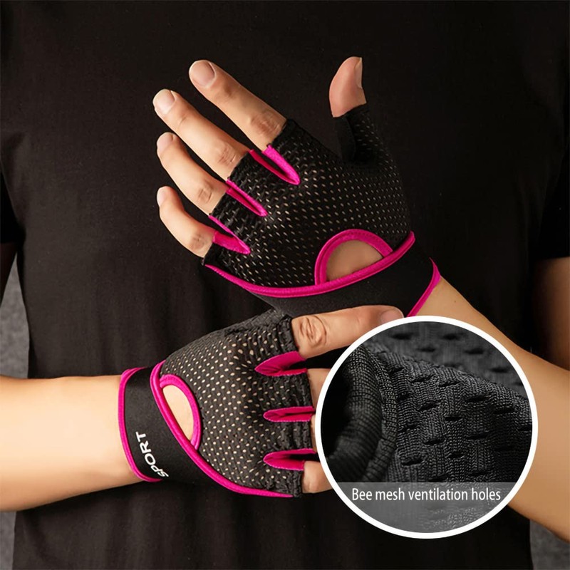 Weightlifting Gloves, Half Finger Gym Workout Gloves with Non-Slip Padded