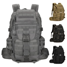 HRTACPAG 50L Military Tactical Backpack Molle Rucksack Large Army 3 Day Assault Pack Heavy Duty Backpack for Men (Grey)