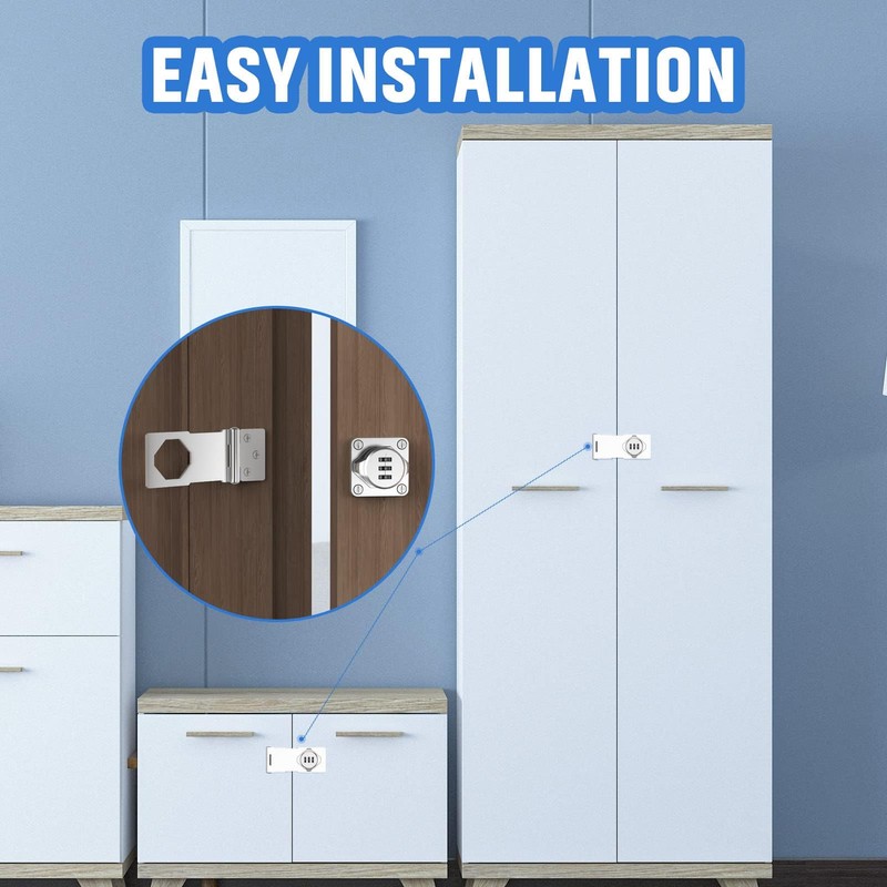 Cabinet Lock Keyless 3-Digit Password Combination Code Hasp Latch Lock