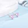 Silver Stud Earrings for Women Girls, Sterling Silver Pink Cubic